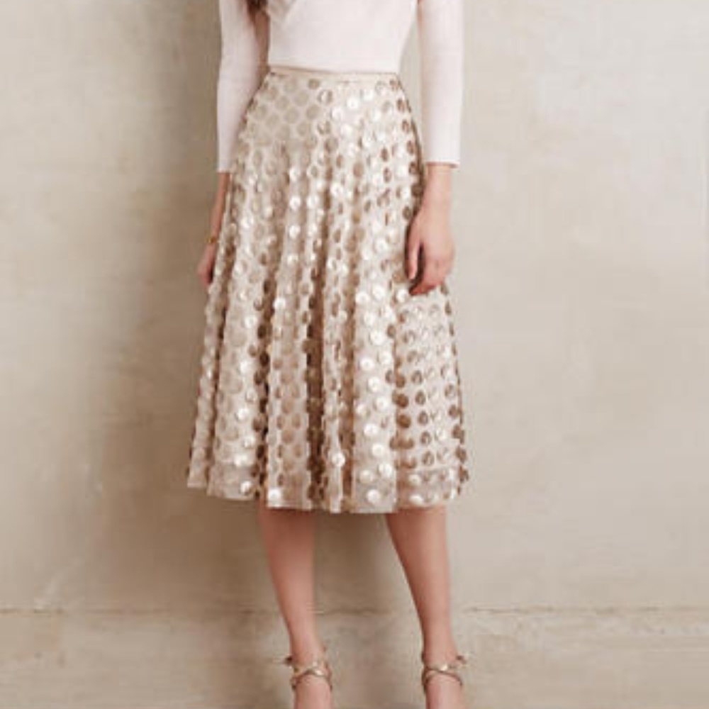 Anthropologie By Eva Franco Gold Shimmer Skirt